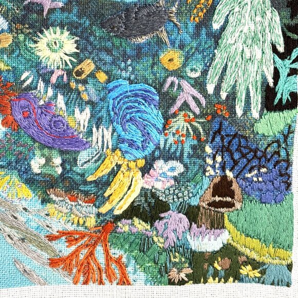 Vintage Sunset Crewel Embroidery Completed Beauty And The Reef #11074 - Picture 6 of 13